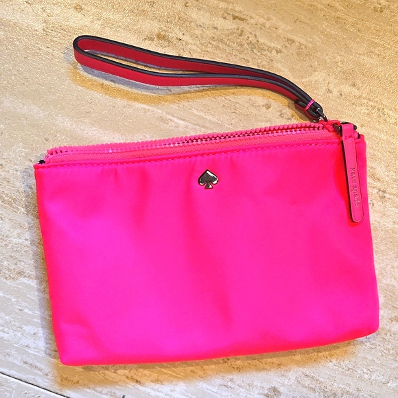 kate spade Handbags - Kate Spade New York Neon Pink Double Zipper Wristlet
